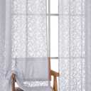 Chyhomenyc Light Grey Sheer Curtains 84 Inches Long 2 Panels Set, Elegant Light Filtering Soft Leaf Sheer Curtains for Living Room Bedroom, 42Wx84L Inches, 2 Panels