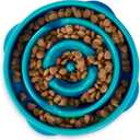 Outward Hound Fun Feeder Slo Bowl Medium 2Cup Capacity, Slow Feeding,  Dogs & Cats, Non-Slip, Turquoise, Drop Pattern Medium