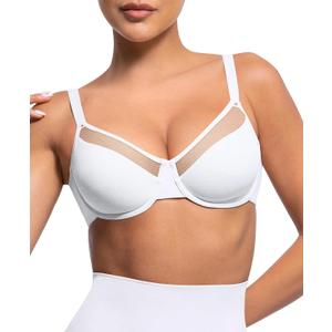 Lover-Beauty Minimizer Bras for Women Full Coverage Unlined Underwire Bras Plus Size Lifting Bra for Heavy Breast, Wide Strap, White 38D
