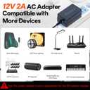 Kimaru 12V 2A Power Adapter, UL Listed 12 Volts 2000mA AC to DC Power Supply Cord with 5 Tips for LED Strips, CCTV Cameras, BT Speakers, Yamaha Keyboard, GPS, Router, Webcam