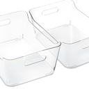 Tiawudi 2 Pack Plastic Storage Bins, Extra Large Pantry Organizer, 13.5" x 10" Clear Storage Containers and Organizer Bins, Multi-Use Bins for Home, Kitchen, Closet and Cabinet