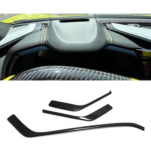 Center Console Dashboard Panel Trim for Corvette C8 Z51 Z06 E-Ray Stingray HTC Coupe 2020 2021 2022 2023 2024 2025, Real Carbon Fiber for Corvette C8 Interior Trim (Black Carbon Upper Dashboard Trim)