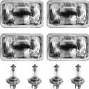 Parts N Go 4x6 Rectangular Plain Conversion Headlights Halogen H4 Bulb Set - H4656, H4651