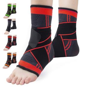Ankle Support Set of 2 Compression Brace Support Adjustable Sleeve for Injury Recovery, Joint Pain, Arch Brace Support & Foot Stabilizer, Ankle Wrap Protect Against Ankle Sprains or Swelling (Medium, Red)