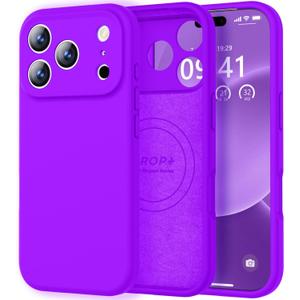 Vooii Magnetic for iPhone 17 Pro Case, Compatible with Magsafe (Premium Liquid Silicone) (Integrated Camera Control Button) Full Body Protective Anti-Scratch Microfiber Lining 6.3", Neon Purple
