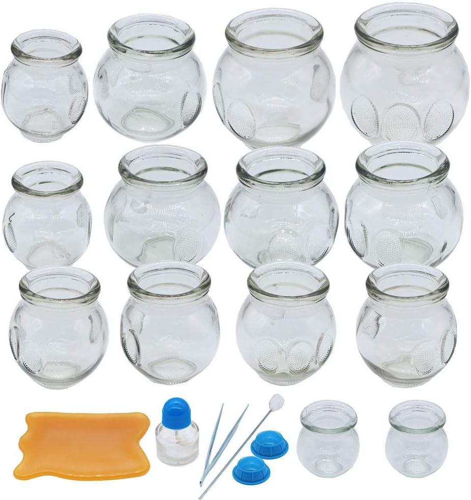 NFZUNW Cupping Therapy Sets,14 Cups Thick Chinese Acupoint Glass Cupping Therapy Set for Professionals,for Massage Back and Relieve Fatigue