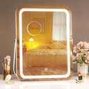 Hasipu Vanity Mirror with Lights, 12" x 14" LED Makeup Mirror, 3 Modes Light, Smart Touch Control Dimmable, 360Rotation, Rectangle White Frame, with 5X Magnifying Glass