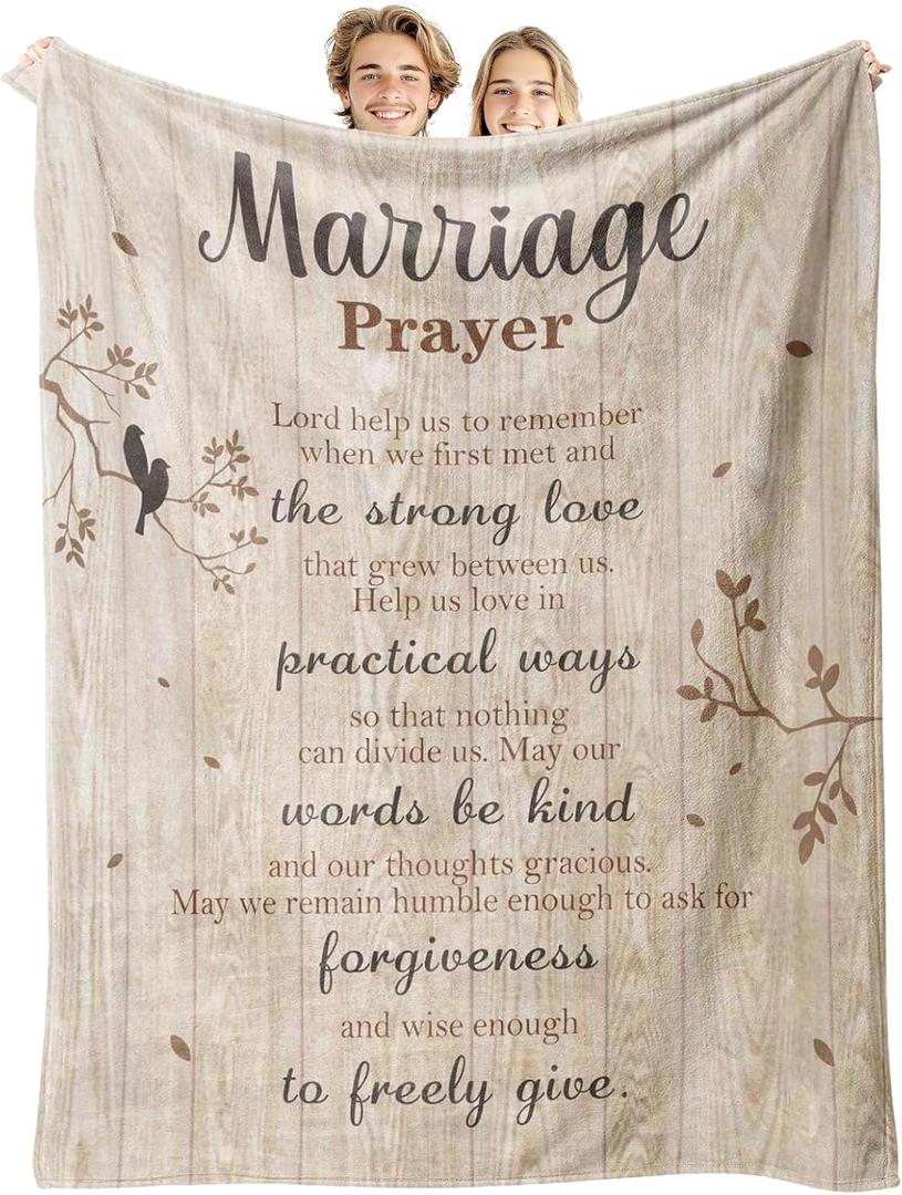 Uniquilling Wedding Gifts for Couples 2025, Newlyweds Gifts for Couples Bridal Shower Gift, Best Bride Gifts for Wedding Day, Marriage Prayer Throw Blanket 60"x 50"