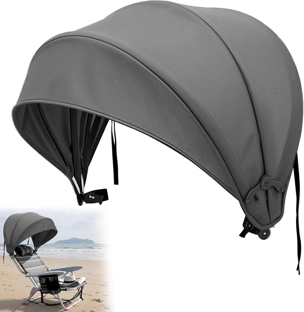 DaisyInner 1 Pcs Beach Chair Umbrella Canopy Extra Large Foldable Chair Sun Shade with Adjustable Clamp for Beach Camping Fishing Lounge Outdoor (Grey)