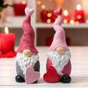 Roowest 2 Pcs Valentines's Gnome Figurines Decor Funny Proposal Cute Craft Resin Gnome with Heart Sculpture Statue for Valentine Home Office Desk Tabletop Bathroom Decoration, Ornament Gift