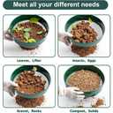 Soil Sieve Sifter Set with Shovel Gloves, Garden Sieve Set with 4 Interchangeable Mesh 3,6,9,12mm, Dirt Sifter for Sand, Rock, Compost, Soil Scoops Garden Tool (Green Sieve Set)