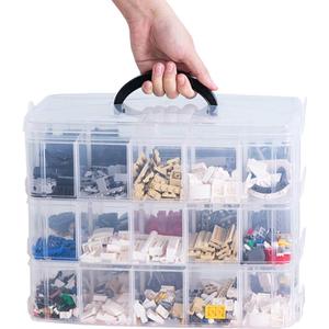 Sooyee 3-Layer Things & Crafts Storage Box with 30 Adjustable Compartments for Organizing Washi Tape, Embroidery Accessories, Threads Bobbins, Kids Toy, Nail Polish, Jewelry - Large (Clear)