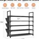 5 Tier Shoe Rack, Shoe Organizer Storage for 20-25 Pair Boot and Sneaker, Stackable Free Standing Shoe Shelf with Hooks and Side Pocket, Space Saving Shoes Rack for Closet, Entryway