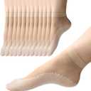 12 Pairs Nylon Socks for Women, Antil-Slip Thin Ankle High Tight Socks w/Reinforced Sole and Toe, by Daisy&Dino (4-9)