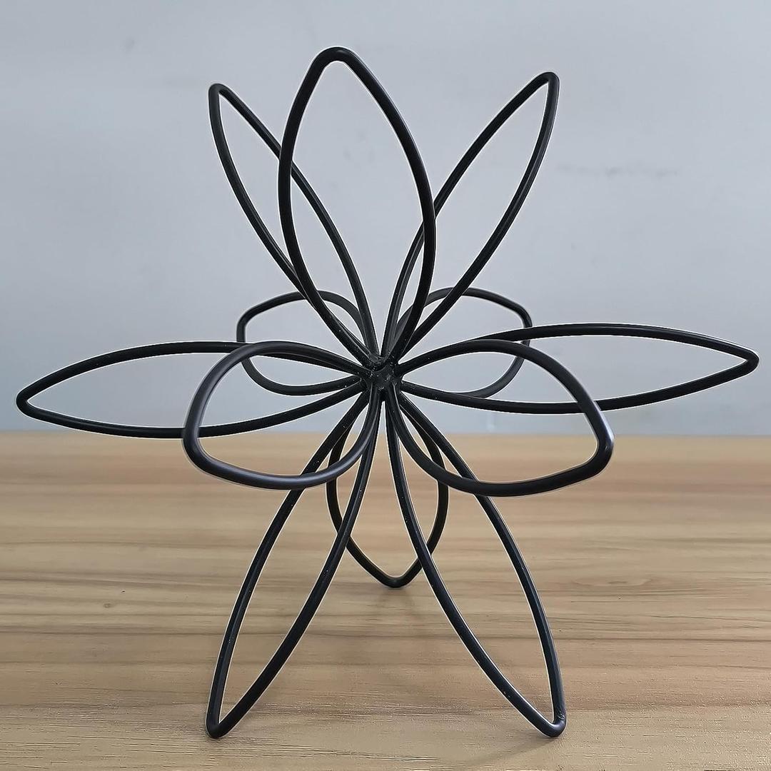 8" Black Sphere Decor, Abstract Tabletop Decorative Ball, Metal Floral Handmade Decorative Sculpture Home Decor Statues