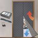 Joramoy Thermal Door Insulated Curtain for Winter Fits Door Size 32" x 80", Magnetic Oxford Cloth Thicken Cotton Filled, Winter Door Cover Insulation,Keep Warm Air in, Grey