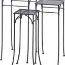 Deco 79 Metal Indoor Outdoor Plantstand Indoor Outdoor Cut-out 3 Tier Plant Shelf, Set of 3 Plant Stand 28", 26", 24"H, Black