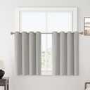 ChrisDowa 100% Blackout Light Grey Solid Curtains 45 Inches Long 2 Panels for Bedroom Living Room,Farmhouse Room Darkening Thermal Insulated Soundproof Grommet Top Window Treatment Drapes, 52x45