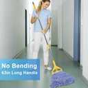 Commercial Mop with Extra Head Replacement, 63Inch Handle Heavy Duty Industrial Mop Looped-End String Wet Mops for Floor Cleaning for Warehouse, Workshop, Garage, Office, Home (2 Mops Head)