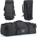 105l Large Duffel Bag For Travel, Gym & Sports - Water Repellent Polyester, Hidden Straps, Shoe Compartment - Perfect Luggage Duffle Bag Or Backpack For Men & Women (Black)