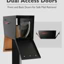 Ilyapa Large Modern Mailbox for Outside - Black, Rear Door - Post Mount