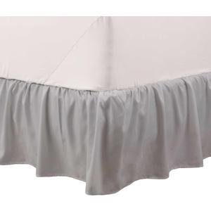 Martex Queen Ruffle Bed Skirt | Easy Fit Bed Skirts | Microfiber Bed Skirt | 15 Inch Drop | Hotel Quality Bedskirt | Grey