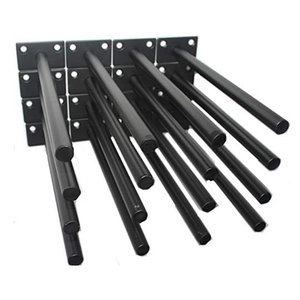 16 Pcs 8" Black Solid Steel Floating Shelf Bracket Blind Shelf Supports  Hidden Brackets for Floating Wood Shelves  Concealed Blind Shelf Support – Screws and Wall Plugs Included