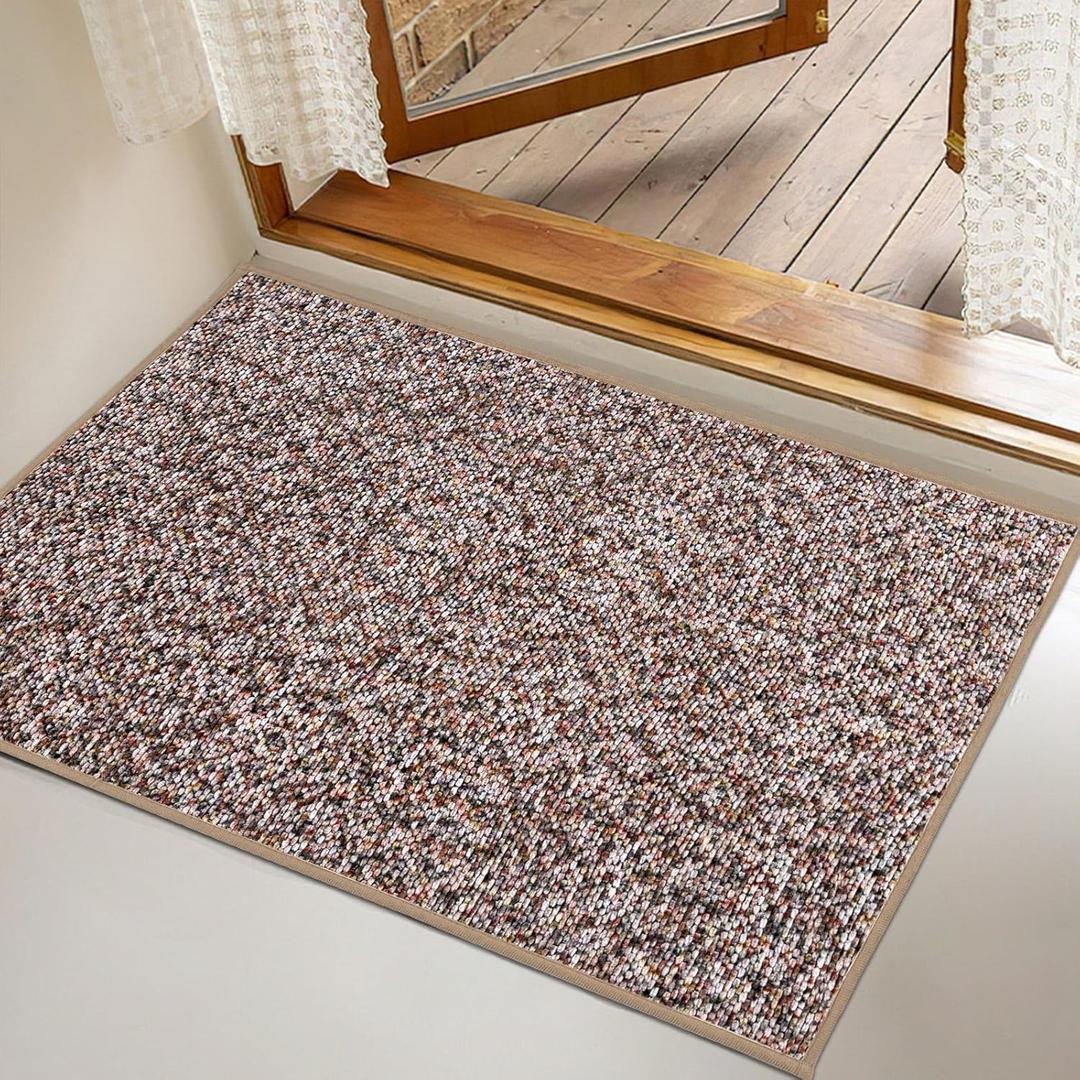 Yancorp Front Door Mat Indoor Entrance for Inside Entry 17" x 29.5" Non-Slip Welcome Mat Rubber Backing Dirt Resistant Absorbent Indoor Doormat for Entryways, Front Doors, Hallways, Orange Pink