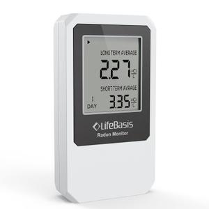 Life Basis Radon Detector for Home Basement, Radon Tester with Long and Short Term Radon Monitoring 0-500 pCi/L Range Battery Operated (Battery Included)- White