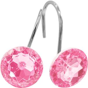 MitoVilla Pink Shower Curtain Hooks Rings, Metal Shower Hooks for Shower Curtain & Liner, Dark Pink Rust Proof Shower Rings for Bathroom Shower Rod, 12 Pack Bathroom Set