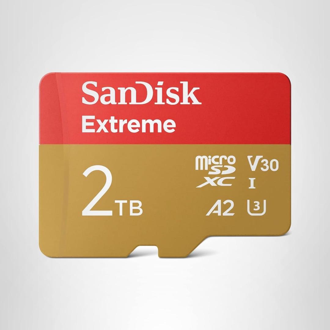 SanDisk 2TB Extreme microSDXC UHS-I Memory Card with Adapter - Up to 150MB/s, C3, U1 Full HD, A2, MicroSD Card - SDSQUAC-2TB-GN6MA [New Version]
