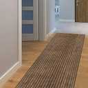 AYOHA Runner Rug 2' x 8' Indoor/Outdoor Carpet Runners, Hallway Kitchen Entryway Bedroom Area Rugs with Natural Non-Slip Rubber Backing, Garage mat, Brown/Brown Strip 