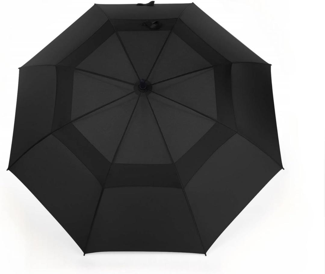 MRTLLOA Extra Large Golf Umbrella, 54/62/68/72 Inch Automatic Open, Oversize Double Canopy Vented Windproof Waterproof Sports Stick Umbrellas for Rain (Black)