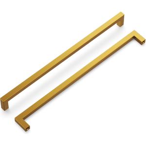 Hickory Hardware 1 Pack Solid Core Kitchen Cabinet Pulls, Luxury Cabinet Handles, Hardware for Doors & Dresser Drawers, 12 Inch Hole Center, Brushed Golden Brass, Skylight Collection
