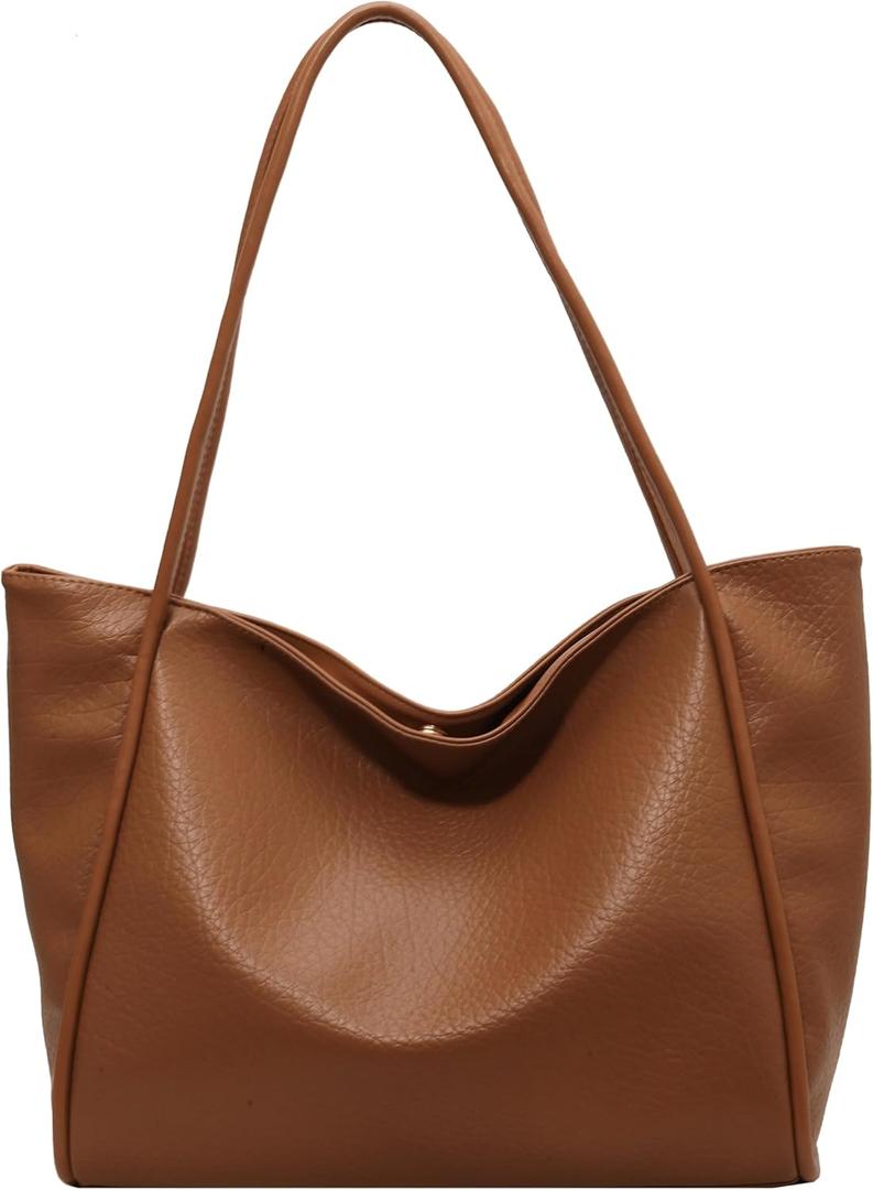 Large Vegan Leather Weekender Bag - Women's Shopper Handbag (Khaki)