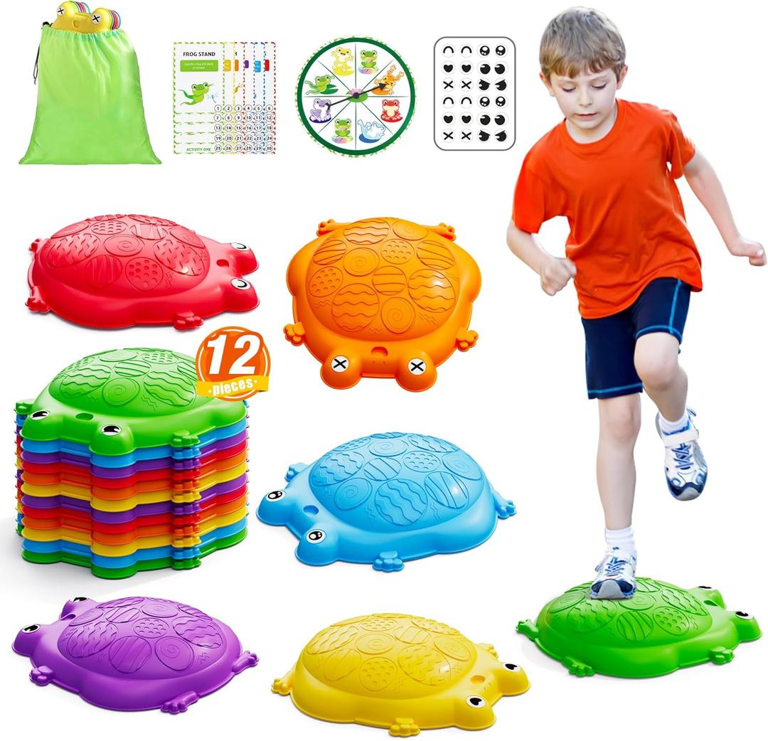 Stepping Stones for Kids, 12PCS Non-Slip Toddler Balance Steps Stones, Obstacle Courses Sensory Toys, Coordination Game Gift for Boys Girls Indoor Outdoor Play