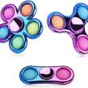 3 Pack Pop Fidget Spinner, Ideal Decompression Fidget Toys Adult Fidget Spinner for Relief, Goodie Bag Stuffers Return Gifts Birthday Party Favors Classroom Carnival Prize for Kids Boys Girls (Purple Blue)