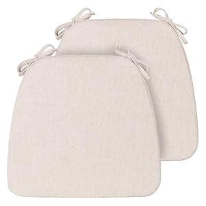 MIDLADE Chair Cushions Set of 2, D-Shaped Seat Cushion for Chair, Non Slip Chair Pads with Ties, 18" x 16" x 2", 40D Foam, Removable Washable Cover, Seat Cushions for Kitchen Chairs, Beige