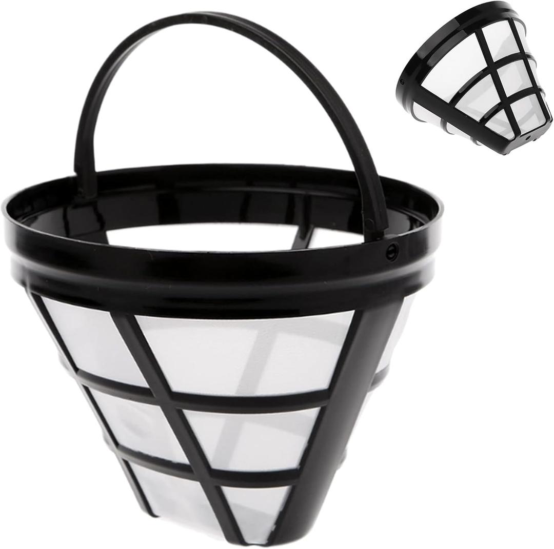 Reusable 4 Cone Coffee Filter, Permanent Filter Basket for 8-12 Cup Coffee Makers, Filter #4 Cone Coffee Filter for Brew Coffee Maker, Permanent Filter for Coffee Bar Brewer Accessories, 2 Packs