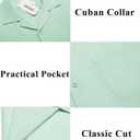 COOFANDY Men's Casual Button Down Shirts Short Sleeve Summer Cuban Vacation Beach Shirts (Green, L)