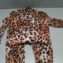Womens Leopard Print Jumpsuit Long Sleeve High Neck Sexy Top Bodycon Pants Club Party Bodysuit