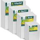 Inburit Canvas for Painting for Adults & Kids 16 Pack with 11x14, 9 x12, 8x10, 5x7 (4 of Each), Blank Primed Stretched Canvases for Oil, Acrylic & Other Painting Media