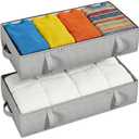 TidyCorner 2-Pack Under Bed Storage Containers, 8 Inches Tall Underbed Clothes Storage Organizer Bin with Sturdy Sidewalls/Bottom, Under the Bed Storage Bags 2 Storage Bins, Light Grey