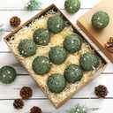 12 Pcs Neutral Christmas Ball Ornaments Vintage Christmas Ornaments Farmhouse Xmas Tree Decor Shatterproof Plastic Hanging Pearl Balls for Xmas Festival Holiday Party Decor (Green)