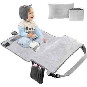 Toddler Travel Airplane Bed Kids Airplane Extender Sea, Travel Inflatable Foot Rest Portable Travel Bed Grey, 31 inches x 19 inches