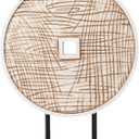 Unique Round Coin Sculpture Decorative Objects for Shelf Home Decor Accents, Modern Abstract Tabletop Decor Items for Living Room Fireplace Mantel, Above Cabinet (Vintage White)