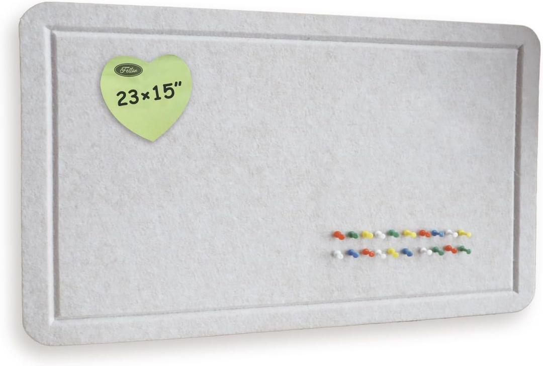 Felt Wall Poster, 23"x15" Photo Board, with 1 Box of 20 Push Pins (Random Color) for Classroom Dorm Wall Decor - Beige