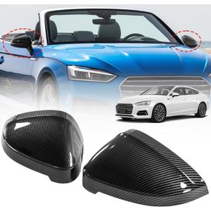 Door Side Rearview Mirror Covers Caps with Lane Assist,Exterior Mirror Covers,Side Mirror Caps compatible with for 2017-2023 Audi B9 A4 S4 A5 S5 RS5,Carbon Fiber Look,2PCS