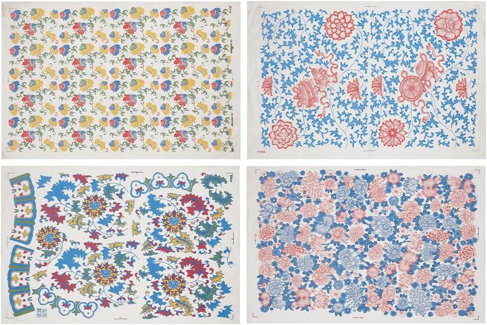 WEBEEDY 4 Styles Ceramic Clay Transfer Papers Vintage Flower Underglaze Transfers Paper Decals for Pottery, 21.3" x 14.6" Ceramic DIY Sticker for Overglaze Enamel Waterslide Decal, 54 x 37 cm