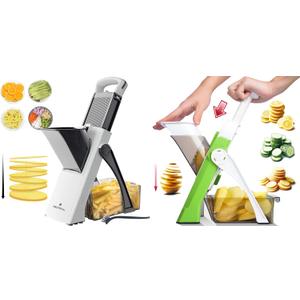 ONCE FOR ALL Upgraded Safe Mandoline Slicer Plus Black & Vegetable Slicer Green